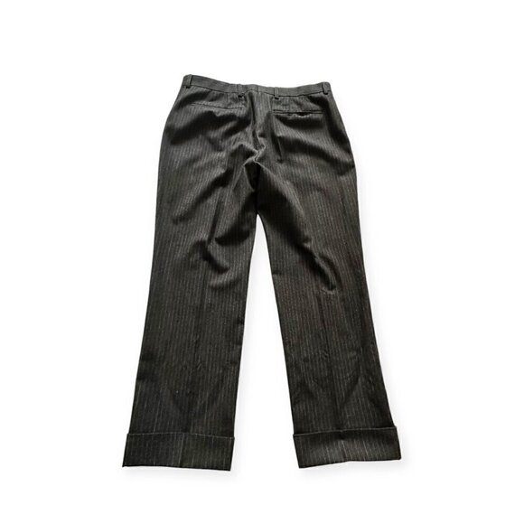 Dries Van Noten Pintriped wool/cashmere straight-leg cropped pants, Size 42 FR - Picture 6 of 14